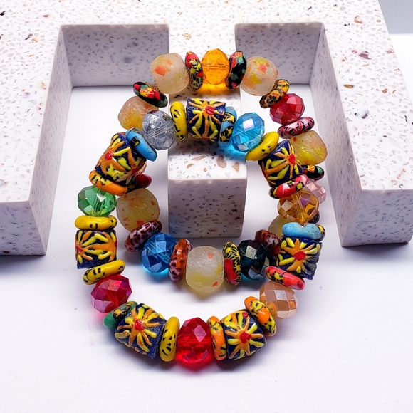 Handmade Beaded African Bracelet, Unisex #6 (2 pieces) - Picture 3 of 5